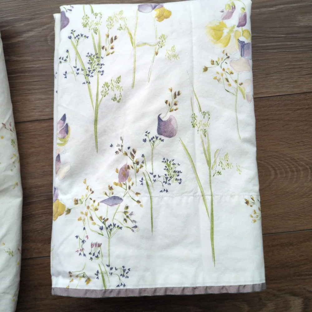 Yves Delorme Paris Senteur Pollen Queen Fitted & Flat Sheet Set Floral Purple